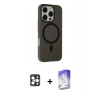 MARSİLYAN™- iPhone 16 Pro Max Kılıf Çekirdek Modern Prime - Siyah Bilvis 5in1 3D Magic Cam Ekran Koruyucu + PVD Metal Kamera Lens - GD