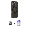 MARSİLYAN™- iPhone 16 Pro Max Kılıf Çekirdek Modern Prime - Siyah Bilvis 5in1 3D Magic Cam Ekran Koruyucu + PVD Metal Kamera Lens - SH