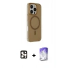 MARSİLYAN™- iPhone 16 Pro Max Kılıf Çekirdek Modern Prime - Siyah Bilvis 5in1 3D Magic Cam Ekran Koruyucu + PVD Metal Kamera Lens - GD