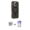 MARSİLYAN™- iPhone 16 Pro Max Kılıf Çekirdek Modern Prime - Siyah Bilvis 5in1 3D Magic Cam Ekran Koruyucu + Pers Alüminyum Kamera Lens - GI