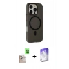MARSİLYAN™- iPhone 16 Pro Max Kılıf Çekirdek Modern Prime - Siyah Bilvis 5in1 3D Magic Cam Ekran Koruyucu + Raze Metal Kamera Lens - NLGY