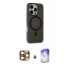 MARSİLYAN™- iPhone 16 Pro Max Kılıf Çekirdek Modern Prime - Siyah Bilvis 5in1 3D Magic Cam Ekran Koruyucu + Pers Alüminyum Kamera Lens - CLTM