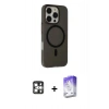 MARSİLYAN™- iPhone 16 Pro Max Kılıf Çekirdek Modern Prime - Siyah Bilvis 5in1 3D Magic Cam Ekran Koruyucu + PVD Metal Kamera Lens - GS