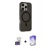 MARSİLYAN™- iPhone 16 Pro Max Kılıf Çekirdek Modern Prime - Siyah Bilvis 5in1 3D Magic Cam Ekran Koruyucu + Titanyum Gri Bilvis Titan Kamera Lens