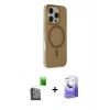 MARSİLYAN™- iPhone 16 Pro Max Kılıf Çekirdek Modern Prime - Siyah Bilvis 5in1 5D Magic Hayalet Cam Ekran Koruyucu + Raze Metal Kamera Lens - SH