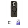 MARSİLYAN™- iPhone 16 Pro Max Kılıf Çekirdek Modern Prime - Siyah Bilvis 5in1 5D Magic Hayalet Cam Ekran Koruyucu + PVD Metal Kamera Lens - GS