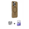 MARSİLYAN™- iPhone 16 Pro Max Kılıf Çekirdek Modern Prime - Siyah Bilvis 5in1 5D Magic Hayalet Cam Ekran Koruyucu + Pers Alüminyum Kamera Lens - GI