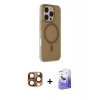MARSİLYAN™- iPhone 16 Pro Max Kılıf Çekirdek Modern Prime - Siyah Bilvis 5in1 5D Magic Hayalet Cam Ekran Koruyucu + Pers Alüminyum Kamera Lens - CLTM