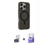 MARSİLYAN™- iPhone 16 Pro Max Kılıf Çekirdek Modern Prime - Siyah Bilvis 5in1 5D Magic Hayalet Cam Ekran Koruyucu + Bilvis Titan Kamera Lens - TMGI
