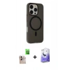 MARSİLYAN™- iPhone 16 Pro Max Kılıf Çekirdek Modern Prime - Siyah Bilvis 5in1 5D Magic Hayalet Cam Ekran Koruyucu + Raze Metal Kamera Lens - NLGY