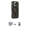 MARSİLYAN™- iPhone 16 Pro Max Kılıf Çekirdek Modern Prime - Siyah Bilvis Hayalet Cam Ekran Koruyucu + Pers Alüminyum Kamera Lens - GI