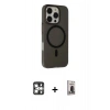 MARSİLYAN™- iPhone 16 Pro Max Kılıf Çekirdek Modern Prime - Siyah Bilvis Hayalet Cam Ekran Koruyucu + PVD Metal Kamera Lens - GS
