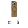 MARSİLYAN™- iPhone 16 Pro Max Kılıf Çekirdek Modern Prime - Siyah Bilvis Hayalet Cam Ekran Koruyucu + PVD Metal Kamera Lens - GS