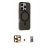 MARSİLYAN™- iPhone 16 Pro Max Kılıf Çekirdek Modern Prime - Siyah Bilvis Hayalet Cam Ekran Koruyucu + Pers Alüminyum Kamera Lens - CLTM