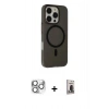 MARSİLYAN™- iPhone 16 Pro Max Kılıf Çekirdek Modern Prime - Siyah Bilvis Hayalet Cam Ekran Koruyucu + Pers Alüminyum Kamera Lens - GS