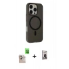 MARSİLYAN™- iPhone 16 Pro Max Kılıf Çekirdek Modern Prime - Siyah Bilvis Hayalet Cam Ekran Koruyucu + Raze Metal Kamera Lens - NLGY