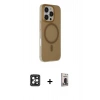 MARSİLYAN™- iPhone 16 Pro Max Kılıf Çekirdek Modern Prime - Siyah Bilvis Hayalet Cam Ekran Koruyucu + Siyah PVD Metal Kamera Lens