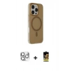 MARSİLYAN™- iPhone 16 Pro Max Kılıf Çekirdek Modern Prime - Siyah Buffer Cam Ekran Koruyucu + Gümüş Pers Alüminyum Kamera Lens