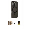 MARSİLYAN™- iPhone 16 Pro Max Kılıf Çekirdek Modern Prime - Siyah Buffer Cam Ekran Koruyucu + Pers Alüminyum Kamera Lens - CLTM