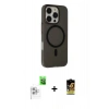 MARSİLYAN™- iPhone 16 Pro Max Kılıf Çekirdek Modern Prime - Siyah Buffer Cam Ekran Koruyucu + Raze Metal Kamera Lens - BZ