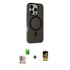 MARSİLYAN™- iPhone 16 Pro Max Kılıf Çekirdek Modern Prime - Siyah Buffer Cam Ekran Koruyucu + Raze Metal Kamera Lens - NLGY