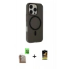 MARSİLYAN™- iPhone 16 Pro Max Kılıf Çekirdek Modern Prime - Siyah Buffer Cam Ekran Koruyucu + Raze Metal Kamera Lens - CLTM