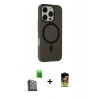 MARSİLYAN™- iPhone 16 Pro Max Kılıf Çekirdek Modern Prime - Siyah Buffer Cam Ekran Koruyucu + Raze Metal Kamera Lens - SH
