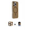 MARSİLYAN™- iPhone 16 Pro Max Kılıf Çekirdek Modern Prime - Siyah Buffer Hayalet Cam Ekran Koruyucu + Pers Alüminyum Kamera Lens - CLTM