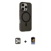 MARSİLYAN™- iPhone 16 Pro Max Kılıf Çekirdek Modern Prime - Siyah Buffer Hayalet Cam Ekran Koruyucu + PVD Metal Kamera Lens - GD
