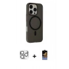 MARSİLYAN™- iPhone 16 Pro Max Kılıf Çekirdek Modern Prime - Siyah Buffer Hayalet Cam Ekran Koruyucu + Pers Alüminyum Kamera Lens - GS