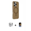 MARSİLYAN™- iPhone 16 Pro Max Kılıf Çekirdek Modern Prime - Siyah Buffer Hayalet Cam Ekran Koruyucu + Pers Alüminyum Kamera Lens - GS