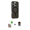 MARSİLYAN™- iPhone 16 Pro Max Kılıf Çekirdek Modern Prime - Siyah Buffer Hayalet Cam Ekran Koruyucu + Raze Metal Kamera Lens - CLTM