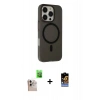 MARSİLYAN™- iPhone 16 Pro Max Kılıf Çekirdek Modern Prime - Siyah Buffer Hayalet Cam Ekran Koruyucu + Raze Metal Kamera Lens - NLGY