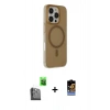 MARSİLYAN™- iPhone 16 Pro Max Kılıf Çekirdek Modern Prime - Siyah Buffer Hayalet Cam Ekran Koruyucu + Raze Metal Kamera Lens - SH