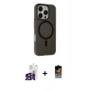MARSİLYAN™- iPhone 16 Pro Max Kılıf Çekirdek Modern Prime - Siyah Buffer Hayalet Cam Ekran Koruyucu + Siyah Bilvis Titan Kamera Lens