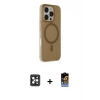MARSİLYAN™- iPhone 16 Pro Max Kılıf Çekirdek Modern Prime - Siyah Buffer Hayalet Cam Ekran Koruyucu + PVD Metal Kamera Lens - SH