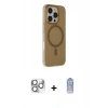 MARSİLYAN™- iPhone 16 Pro Max Kılıf Çekirdek Modern Prime - Siyah Joko Magic 5D Cam + Gümüş Pers Alüminyum Kamera Lens