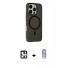 MARSİLYAN™- iPhone 16 Pro Max Kılıf Çekirdek Modern Prime - Siyah Joko Magic 5D Cam + Gümüş PVD Metal Kamera Lens