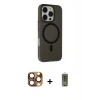 MARSİLYAN™- iPhone 16 Pro Max Kılıf Çekirdek Modern Prime - Siyah Joko Magic 5D Hayalet Cam + Çöl Titanyum Pers Alüminyum Kamera Lens