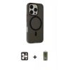 MARSİLYAN™- iPhone 16 Pro Max Kılıf Çekirdek Modern Prime - Siyah Joko Magic 5D Hayalet Cam + PVD Metal Kamera Lens - GD