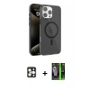 MARSİLYAN™- iPhone 16 Pro Max Kılıf Doruk Doku Özel Seri - Şeffaf 360 Full Body Arka Koruyucu + PVD Metal Kamera Lens - GD