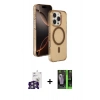 MARSİLYAN™- iPhone 16 Pro Max Kılıf Doruk Doku Özel Seri - Şeffaf 360 Full Body Arka Koruyucu + Gümüş Bilvis Titan Kamera Lens