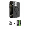 MARSİLYAN™- iPhone 16 Pro Max Kılıf Doruk Doku Özel Seri - Şeffaf 360 Full Body Arka Koruyucu + PVD Metal Kamera Lens - GS