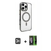 MARSİLYAN™- iPhone 16 Pro Max Kılıf Doruk Doku Özel Seri - Şeffaf 360 Full Body Arka Koruyucu + PVD Metal Kamera Lens - SH