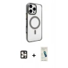 MARSİLYAN™- iPhone 16 Pro Max Kılıf Doruk Doku Özel Seri - Şeffaf Pasifik Cam Ekran Koruyucu + PVD Metal Kamera Lens - GD