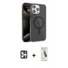 MARSİLYAN™- iPhone 16 Pro Max Kılıf Doruk Doku Özel Seri - Şeffaf Pasifik Cam Ekran Koruyucu + PVD Metal Kamera Lens - GD