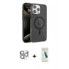 MARSİLYAN™- iPhone 16 Pro Max Kılıf Doruk Doku Özel Seri - Şeffaf Pasifik Cam Ekran Koruyucu + Gümüş Pers Alüminyum Kamera Lens