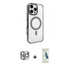 MARSİLYAN™- iPhone 16 Pro Max Kılıf Doruk Doku Özel Seri - Şeffaf Pasifik Cam Ekran Koruyucu + Pers Alüminyum Kamera Lens - GI