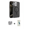 MARSİLYAN™- iPhone 16 Pro Max Kılıf Doruk Doku Özel Seri - Şeffaf Pasifik Cam Ekran Koruyucu + Pers Alüminyum Kamera Lens - GI