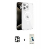 MARSİLYAN™- iPhone 16 Pro Max Kılıf Doruk Doku Özel Seri - Şeffaf Pasifik Cam Ekran Koruyucu + PVD Metal Kamera Lens - GS